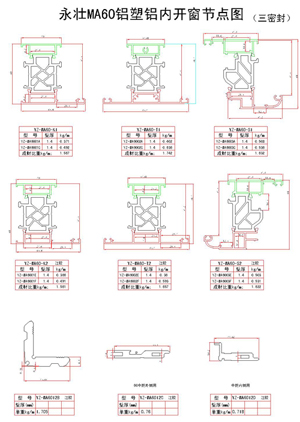 YZ-MA60鋁塑鋁內開窗節點圖（二）