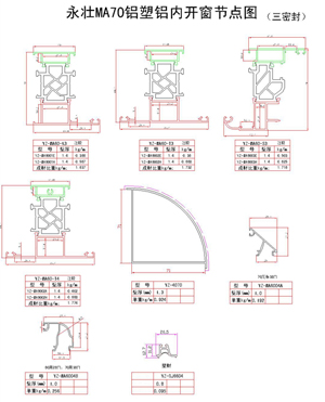 永壯MA70鋁塑鋁內開窗節點圖(一)