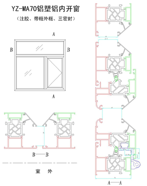 永壯MA70鋁塑鋁內開窗節點圖（二）